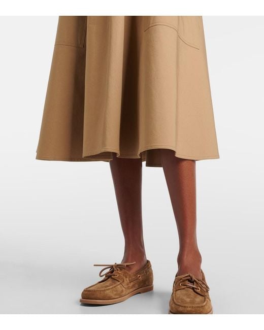 Vince Natural Cotton-Blend Midi Skirt
