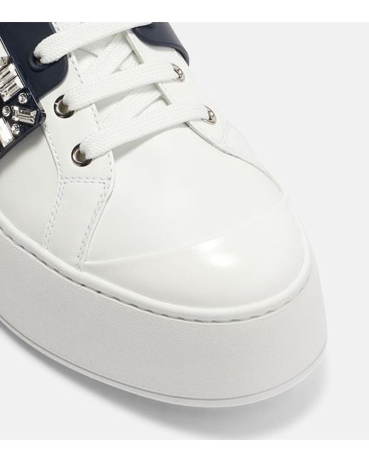 Roger Vivier White Viv Skate Leather Platform Sneakers
