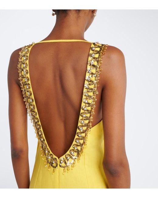 Valentino Yellow Embellished Linen Gown