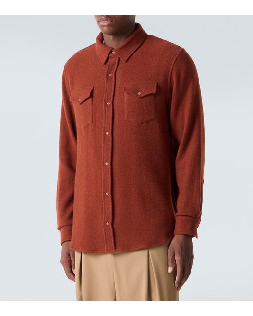 God's True Cashmere Brown Cashmere Shirt With Sunstone for men