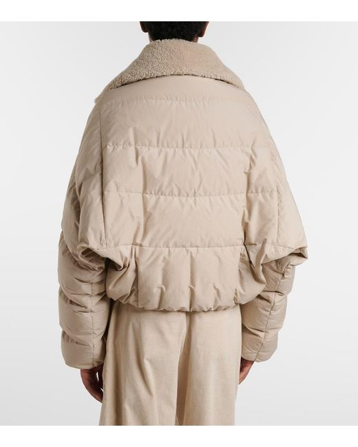 Brunello Cucinelli Natural Shearling-Trimmed Cotton-Blend Down Jacket