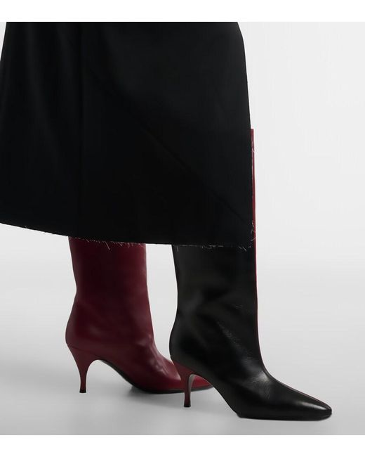 Herbert Levine Red Two Faced Leather Knee-High Boots