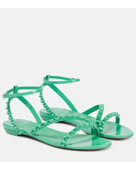 Christian Louboutin Green Mafaldina Spikes Leather Sandals