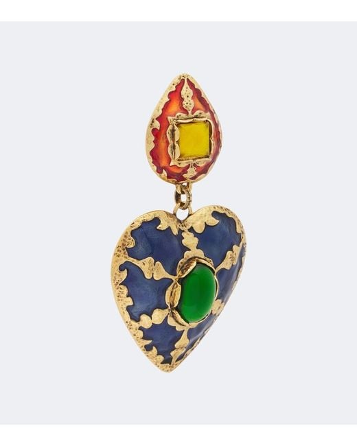 Saint Laurent Metallic Embellished Clip-On Earrings