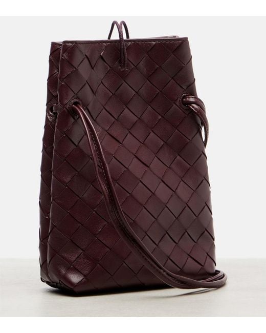 Bottega Veneta Purple Andiamo Intrecciato Leather Phone Pouch