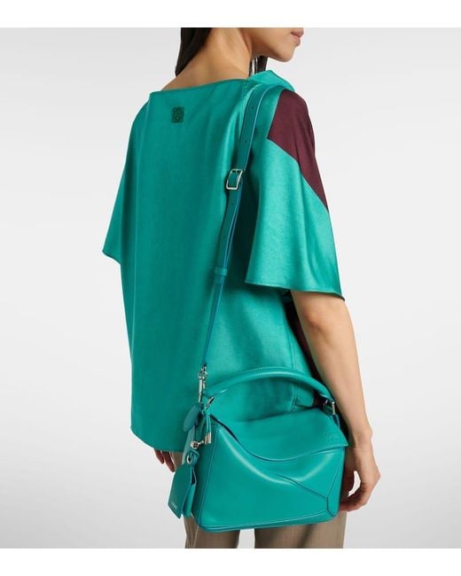 Loewe Blue Tote Bag Puzzle Featherlight Small Aus Leder
