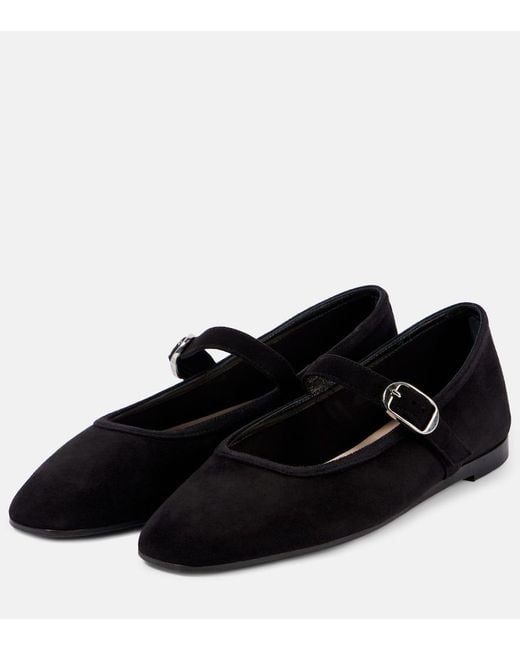 Le Monde Beryl Black Suede Mary Jane Flats