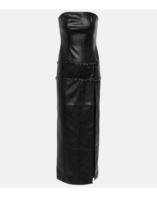 AYA MUSE Black Saima Faux Leather Maxi Dress