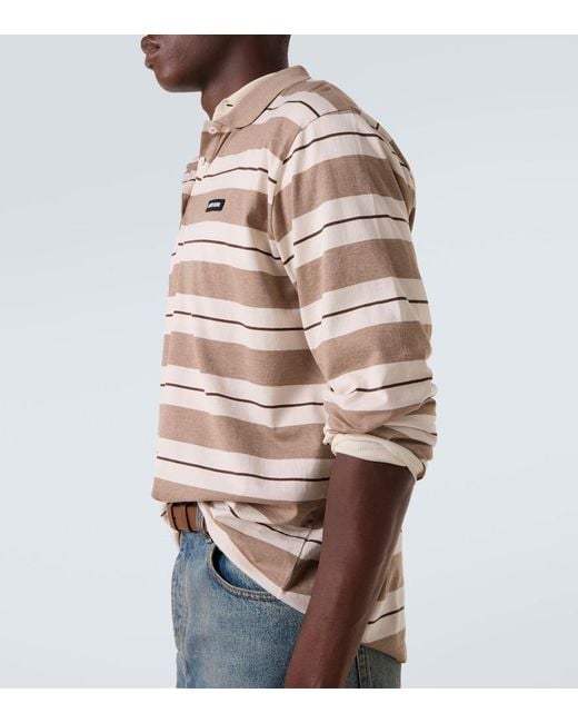 Miu Miu Natural Striped Cotton Jersey Polo Shirt for men