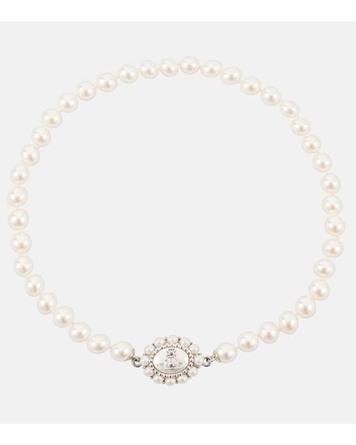 Vivienne Westwood White Halskette Amaya Orb Mit Zierperlen