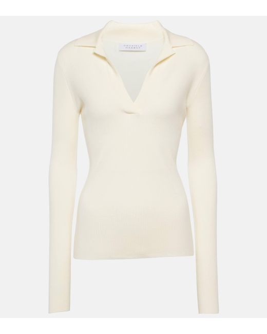 Gabriela Hearst White Cashmere And Silk Polo Sweater