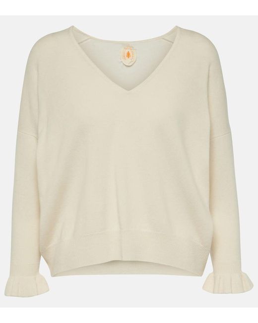 Jardin Des Orangers Natural Frill-trimmed Wool And Cashmere Sweater