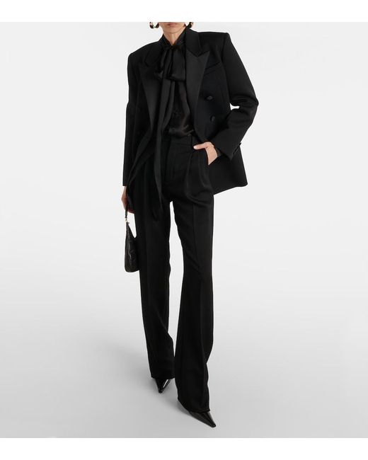 Saint Laurent Black Bow-Detail Silk Blouse