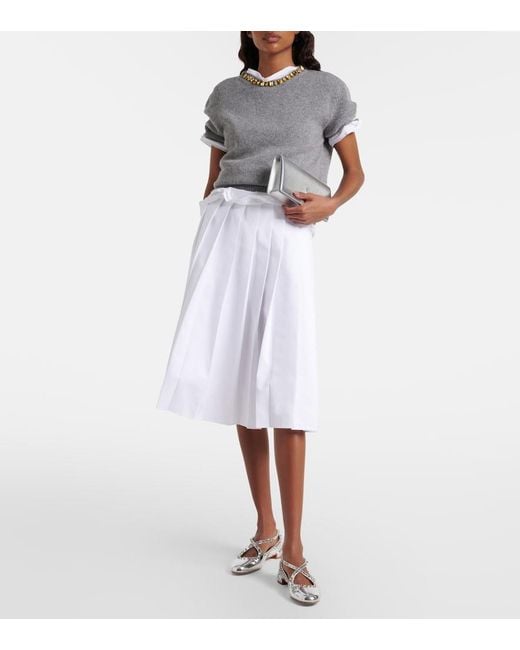 Christian Louboutin White Pilouta Jane Spikes Leather Ballet Flats
