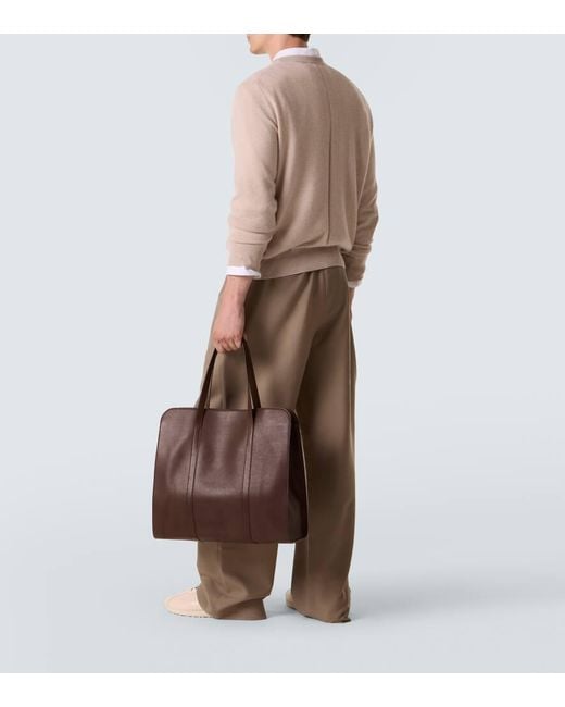 The Row Brown Ben Leather Tote Bag for men