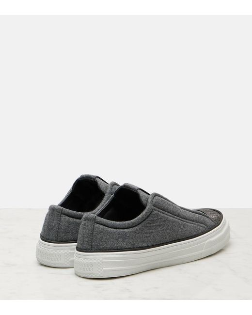 Brunello Cucinelli Gray Low-Top Slip-On Sneakers