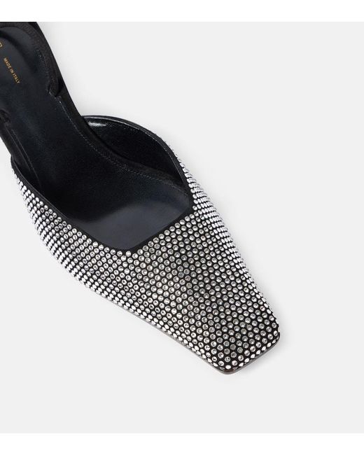Khaite Blue Roosevelt Embellished Slingback Leather Pumps