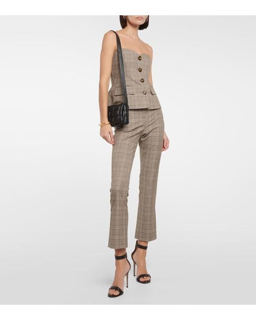 Veronica Beard Gray Checked High-Rise Slim Pants