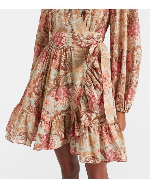 Zimmermann Pink Daylight Floral Cotton Wrap Dress