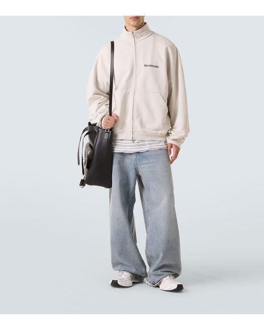 Balenciaga Natural Logo Cotton Jersey Track Jacket for men