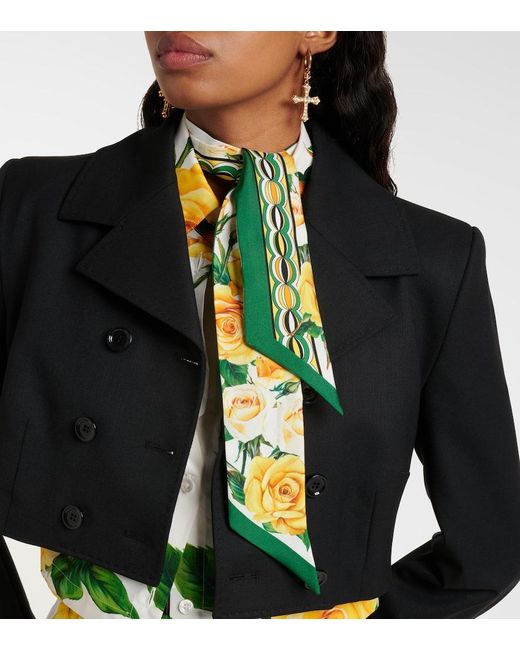 Foulard in seta con stampa floreale di Dolce & Gabbana in Yellow
