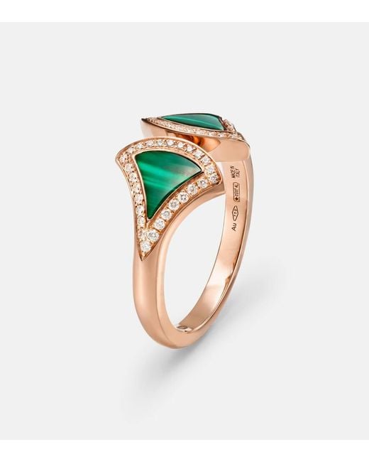 BVLGARI White Ring Divas' Dream Aus 18Kt Rosegold Mit Diamanten Und Malachit