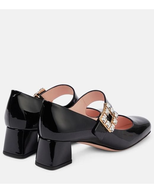 Roger Vivier Black Patent Leather Tres Viv Mary Janes 45