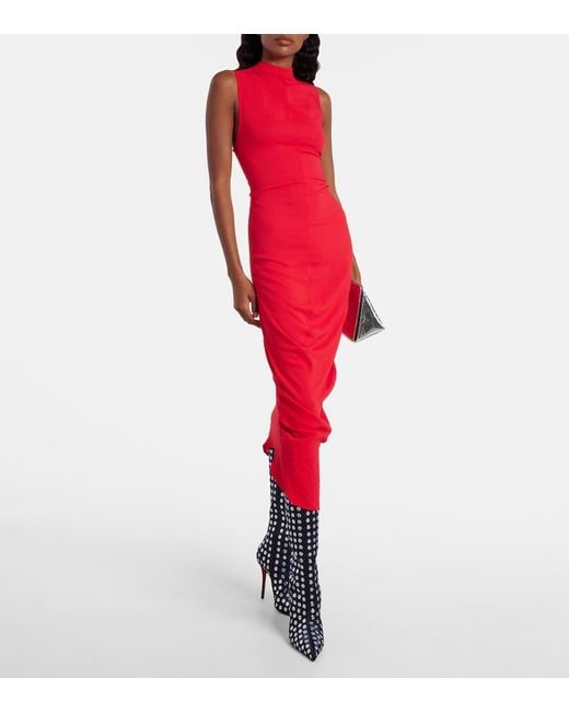 Christian Louboutin Blue Miss Z 100 Embellished Satin Knee-High Boots