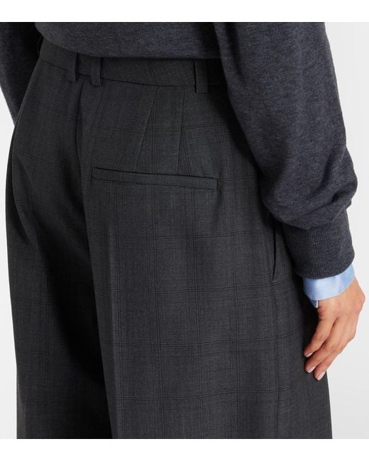 Frankie Shop Blue Brickell Plaid Wide-Leg Pants