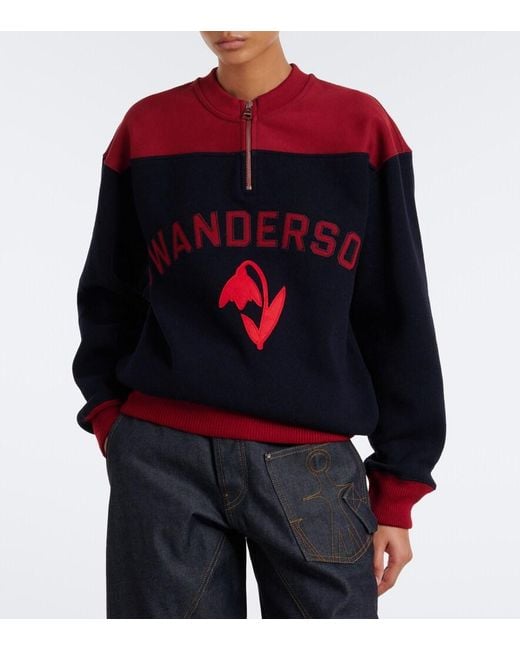 J.W. Anderson Blue Embroidered Wool-Blend Sweatshirt