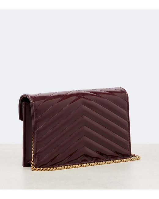 Saint Laurent White Cassandre Envelope Leather Wallet On Chain