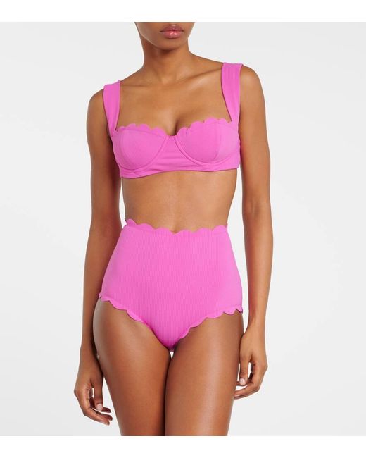 Marysia Swim Pink North Scalloped Bikini Top