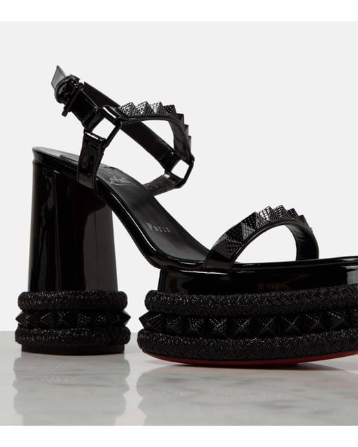 Christian Louboutin Black Superaclou 130 Patent Platform Sandal