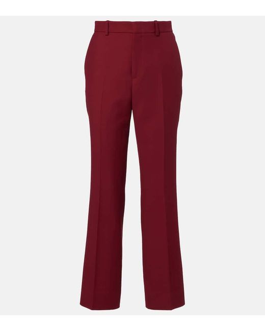 Gucci Red Silk And Wool Straight Pants