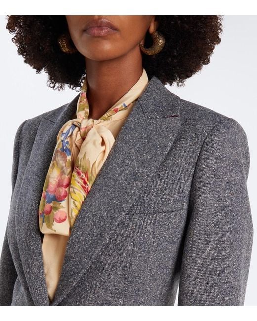 Etro Blue Wool And Silk-Blend Blazer