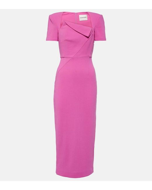 Roland Mouret Pink Wool Midi Dress