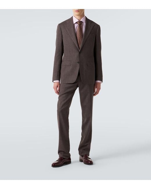 Thom Sweeney Black Wool, Silk, And Linen Suit for men