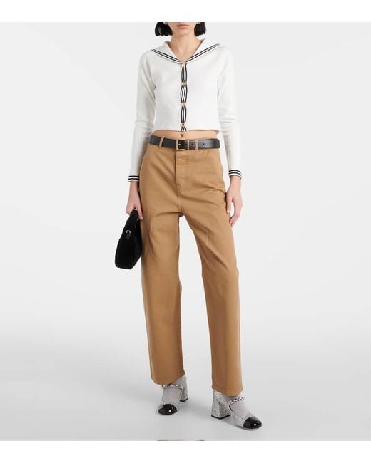 Miu Miu White Cardigan Aus Einem Baumwollgemisch