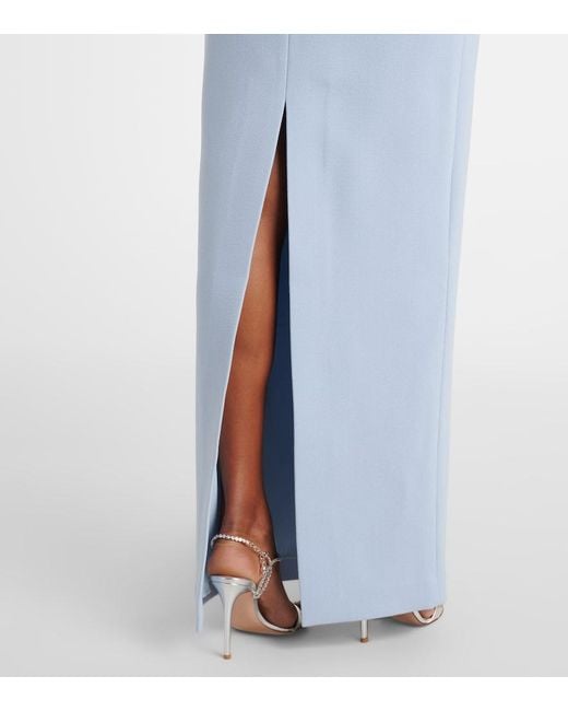 Rebecca Vallance Blue Bow-Detail Embellished Crepe Gown