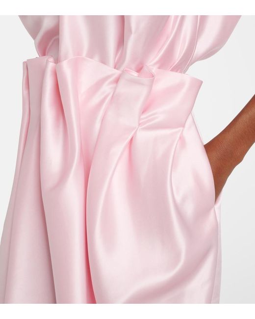 Simone Rocha Pink Draped Satin Midi Skirt