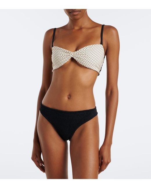 Hunza G White Delphine Polka-Dot Reversible Bikini