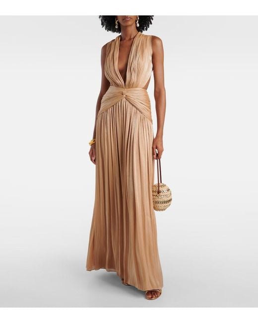 Costarellos Brown Silla Cutout Gathered Gown