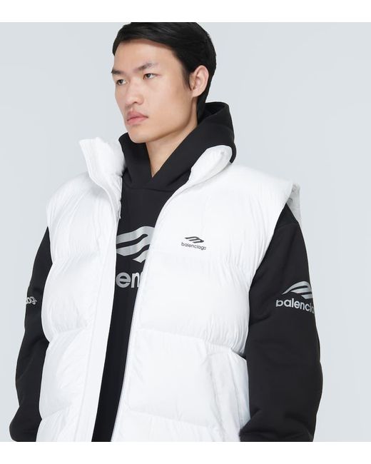 Balenciaga White 3B Ski Puffer Vest for men