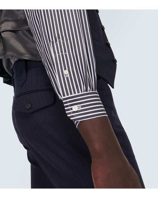 Maison Margiela Gray Striped Cotton-Blend Shirt for men