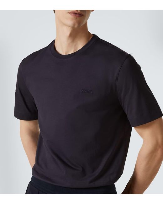 Camiseta De Jersey De Algodon Con Logo Zegna de hombre de color Black