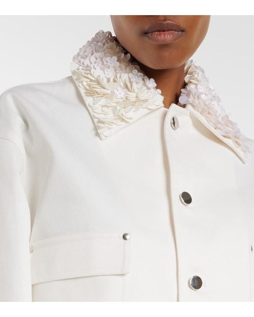 Plan C White Sequined Cotton Drill Jacket
