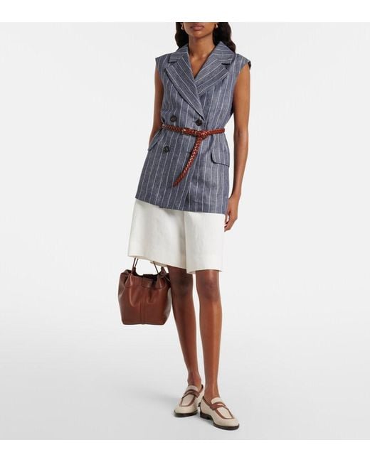 Max Mara White Sole Cotton And Linen Bermuda Shorts