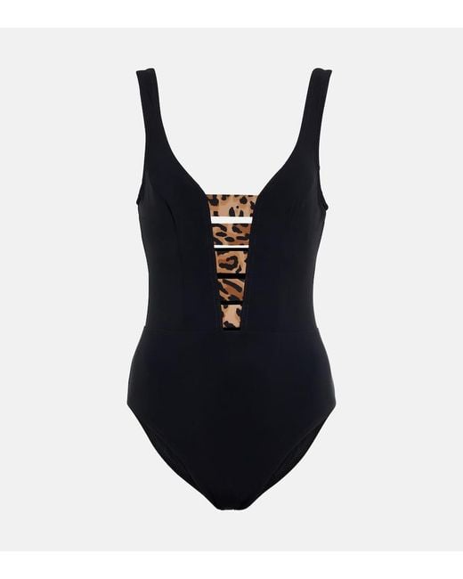 Karla Colletto Blue Leopard-print Strap-detail Swimsuit