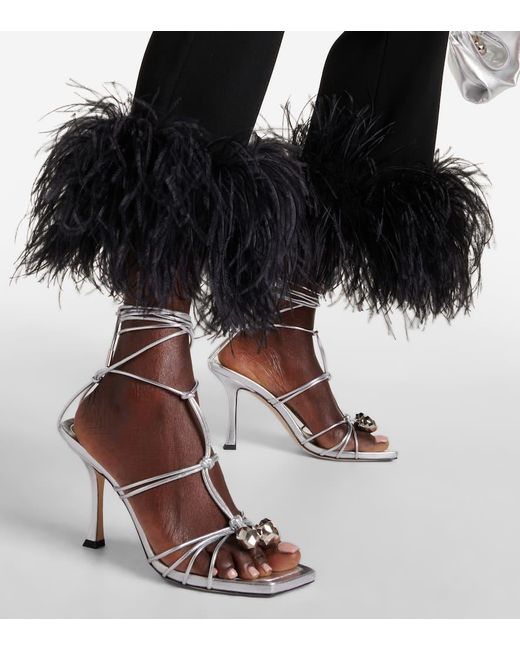 Jimmy Choo White Jemma 90 Metallic Leather Sandals