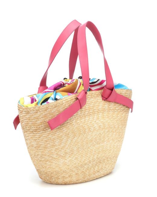 Emilio Pucci Straw Tote in Pink | Lyst
